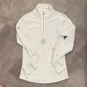 NILS White Half-Zip Pullover Top with Subtle Logo Mid Layer Size Small